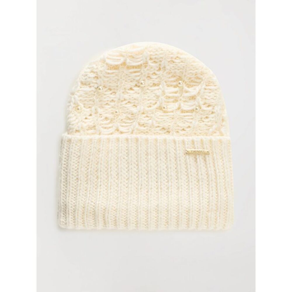 Twinset U&B Women Twinset U&B Wool Blend Beanie Hat With Pearl Application